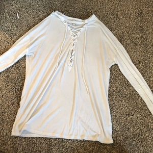 Lace-up long sleeve shirt